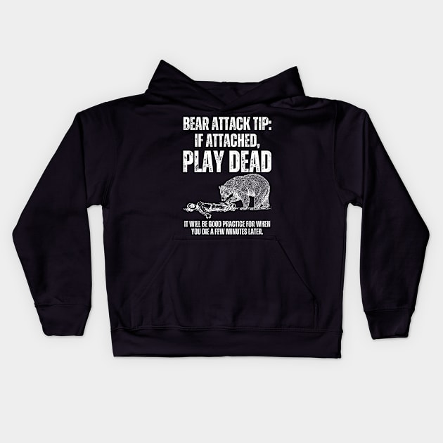 Bear Attack Tip: Play Dead Kids Hoodie by Davidsmith